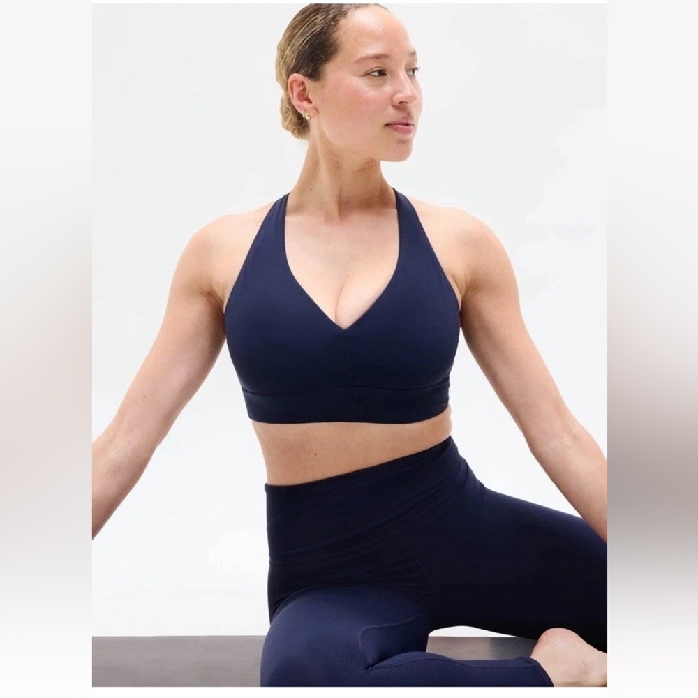 NWT Athleta Solace Navy Bra Size Large Best for D-DD Cups sports bra Strappy - Picture 4 of 9
